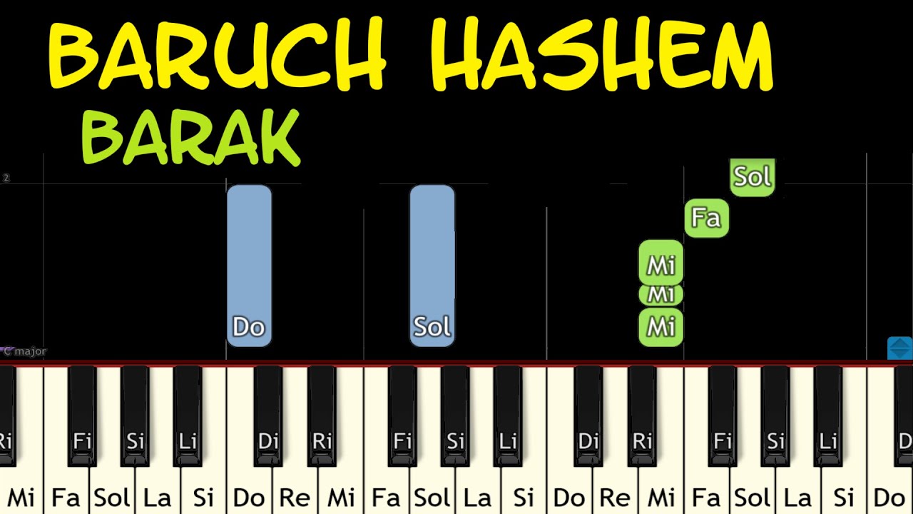 BARUCH HASHEM Barak Piano Tutorial Facil Partitura Acordes Pista