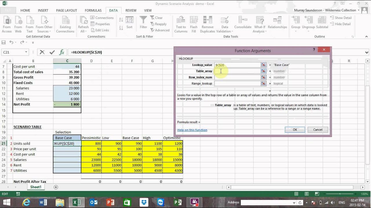 Dynamic Scenario Analysis for Excel