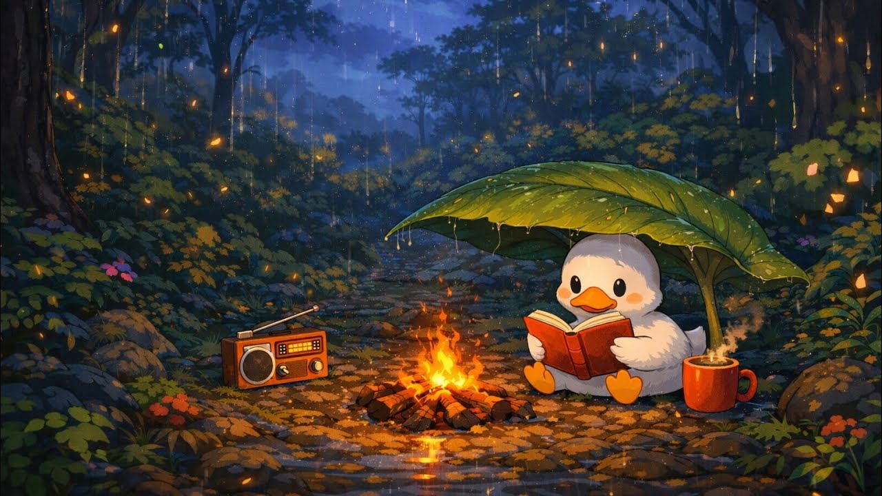 Study With Me | 1 Hour Cozy Rainy Forest Lofi🌙| for Focus , Study & Relaxation 🌱