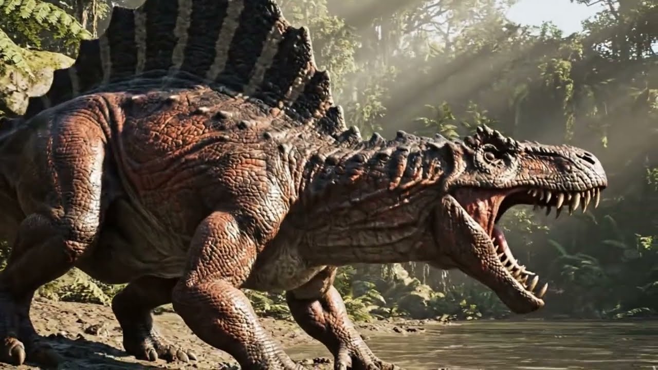Edaphosaurus Defense — Herbivore Stands Ground Against Permian Hunter #nature #junglesurvival