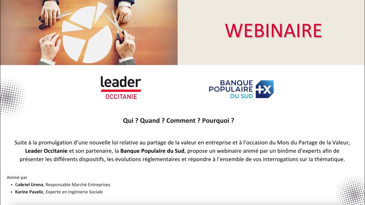 Webinaire : Partage de la valeur