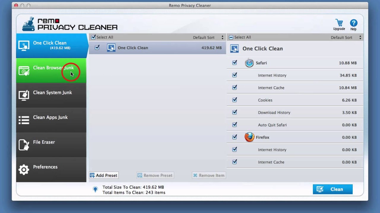 Remo Privacy Cleaner for Mac offers one stop solution to clear private and junk files