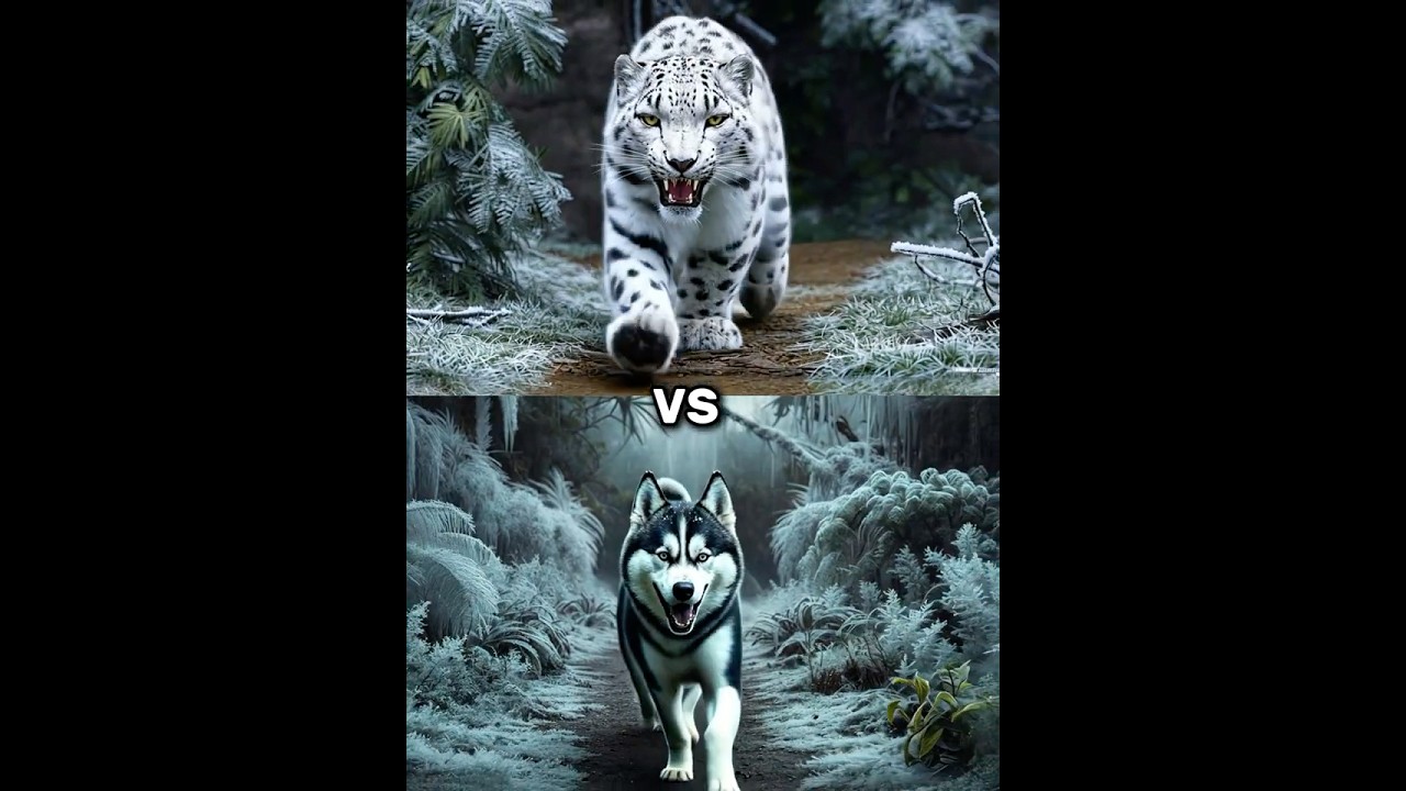 Snow leopard vs Siberian Husky vs White Animals ( rottweiler, Lion, Tiger, Wolf, doberman)