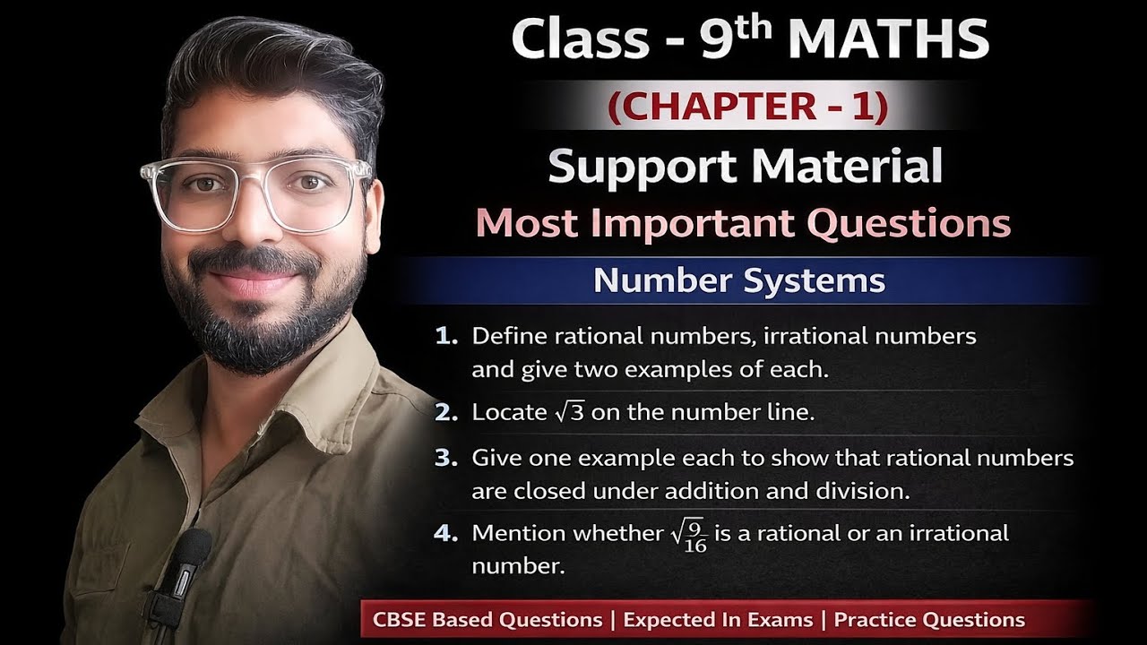 Class -9th maths chapter 1 (support material. most important questions)