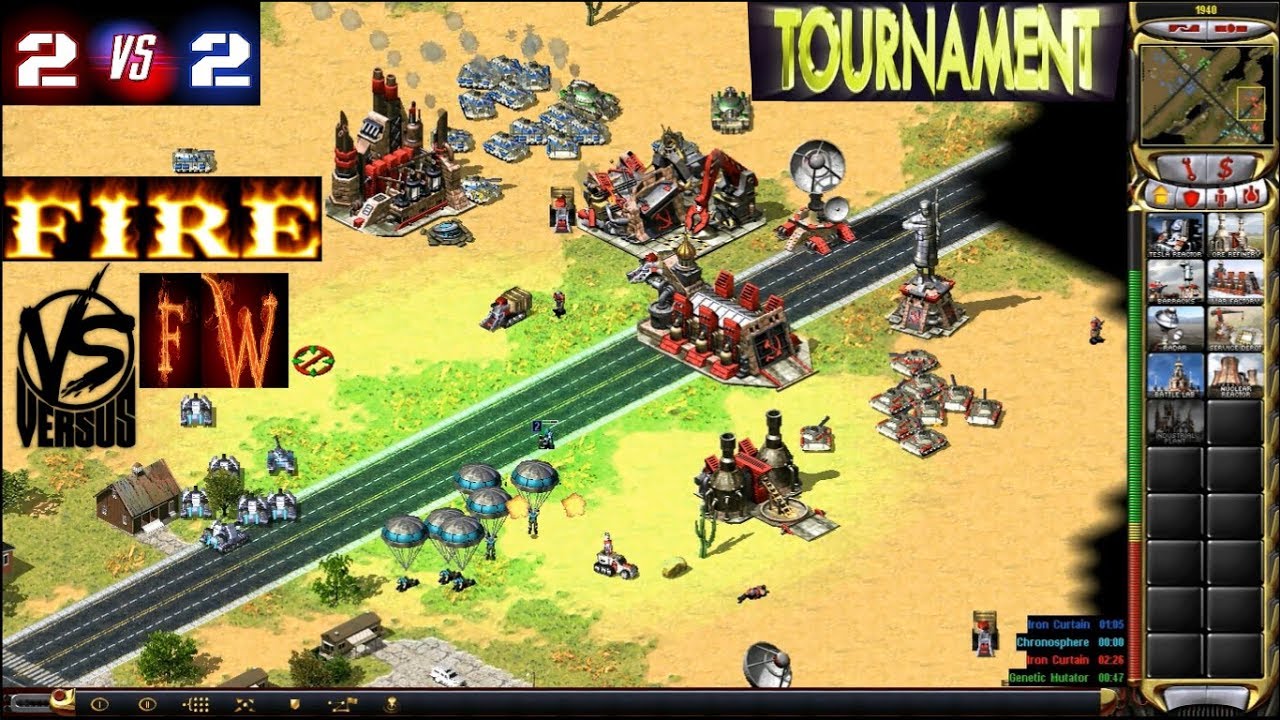 Red Alert 2 Yuri's Revenge - 2 vs 2 Tournament - [FIRE] vs [fw] on the map Country Swing