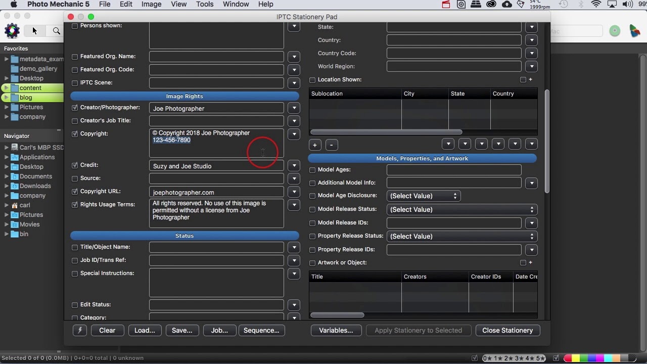 Adding metadata - including Google Images metadata - to photos in Photo Mechanic