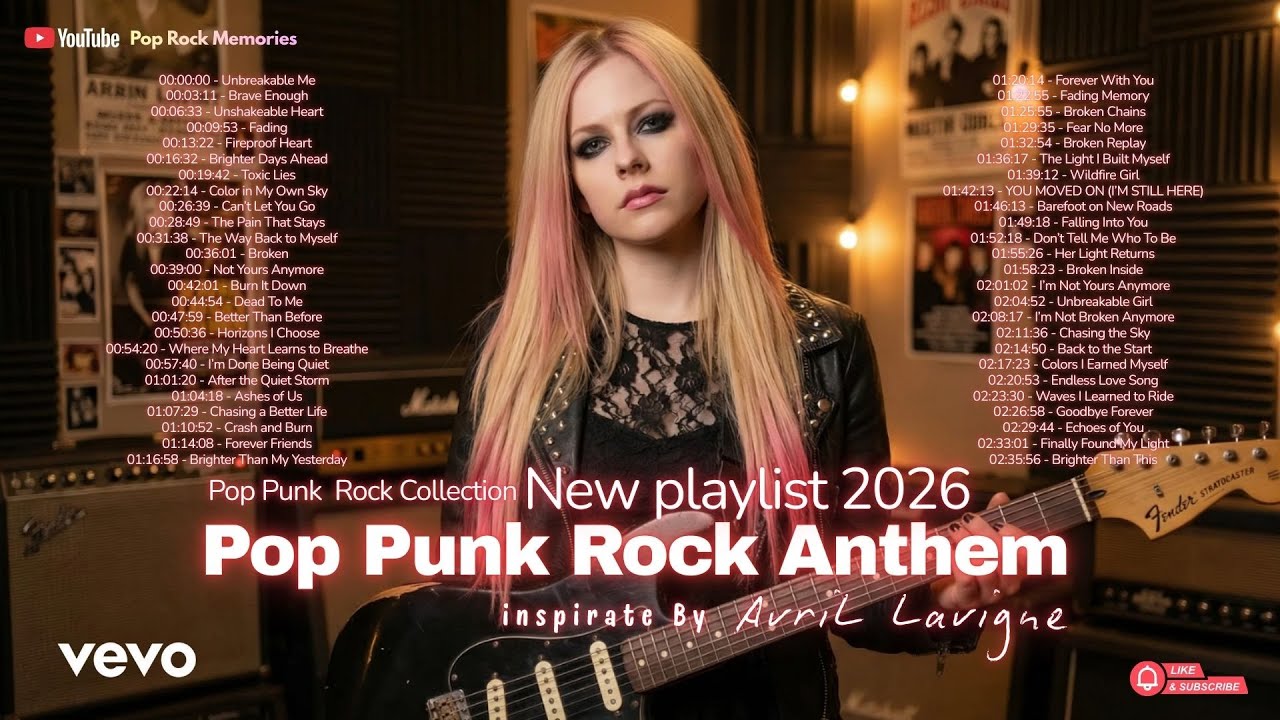 Pop Punk Rock Anthem New playlist 2026 inspirate By Avril lavigne 🎸 Pop Rock Hits from the 2000s