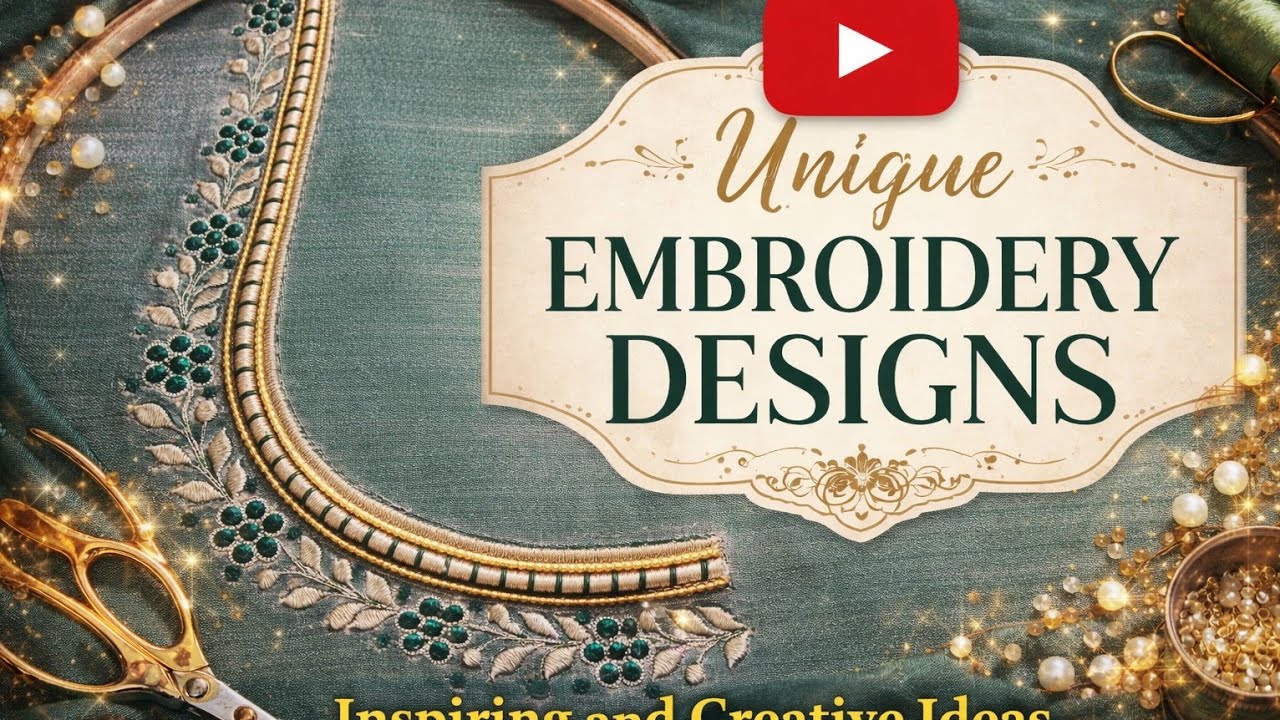 ಬಿಗಿನರ್ಸ್ ಗಾಗಿ  ಕಲಿಯಬಹುದಾದ ಫ್ರಂಟ್ ನೆಕ್ Machine Embroidery ಬ್ಲೌಸ್ ಡಿಸೈನ್# @uniqueembroiderydesigns 