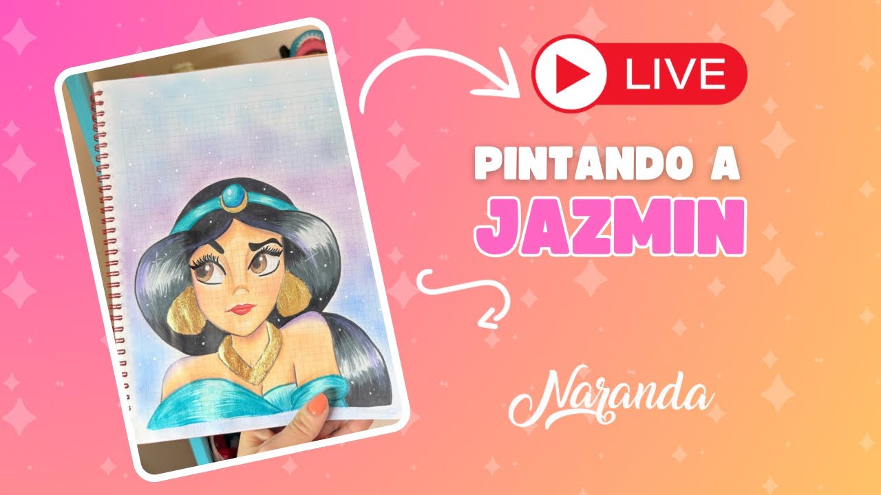 Pintando a jazmin pintando con técnica mixta marcadores y lápices de colores