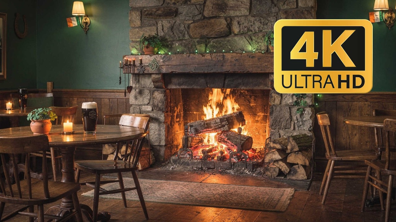 12H St. Patrick’s Day Irish Pub Fireplace Live 🍀 Cozy Fire & Celtic Pub Ambience (No Music)