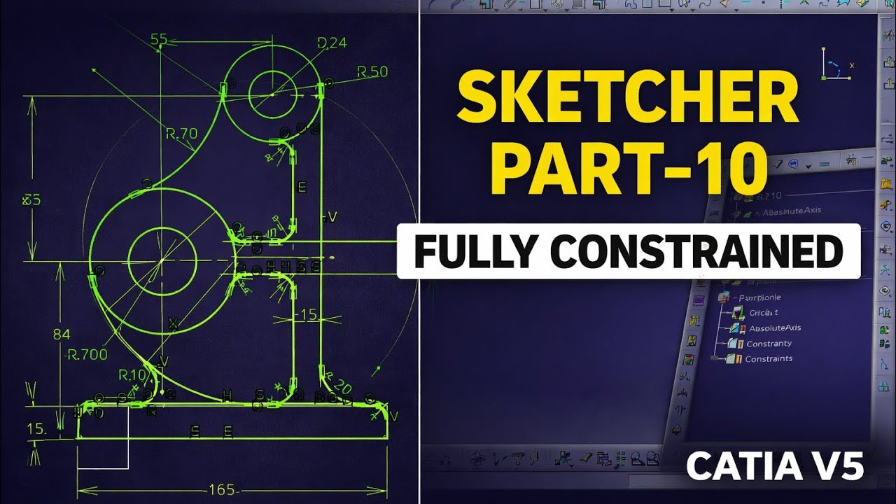 CATIA V5 Sketcher Exercise Part-10 | Complex 2D Drawing with Constraints | Beginner to Pro