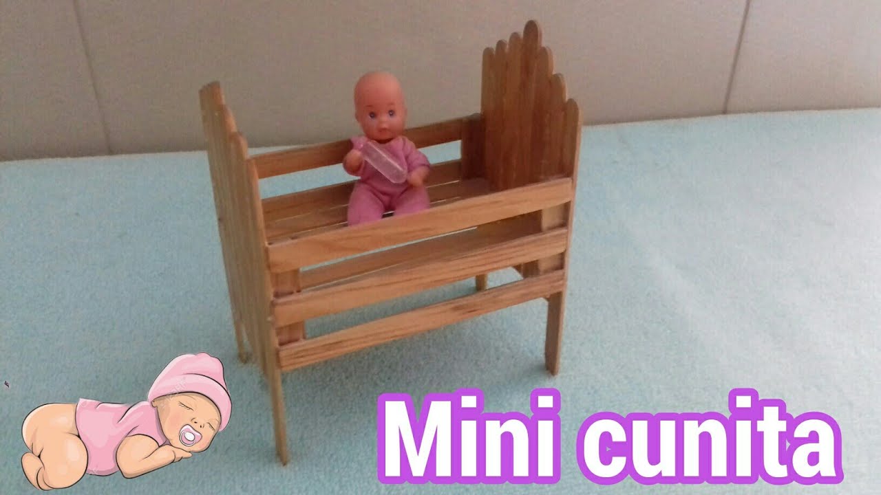 Mini cuna con palitos de paleta |Tutoriales Maira💖