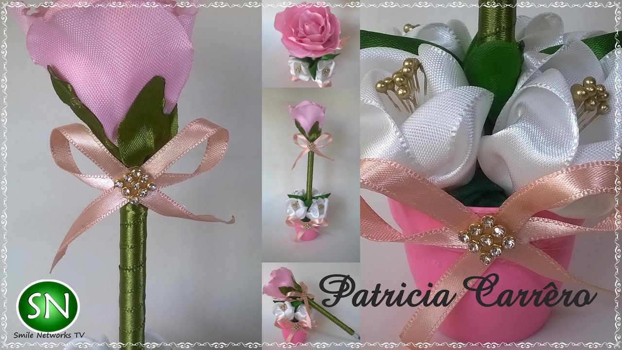 Caneta com ponteira de rosa no vasinho DIY \ Pen with pink tip in the little vase