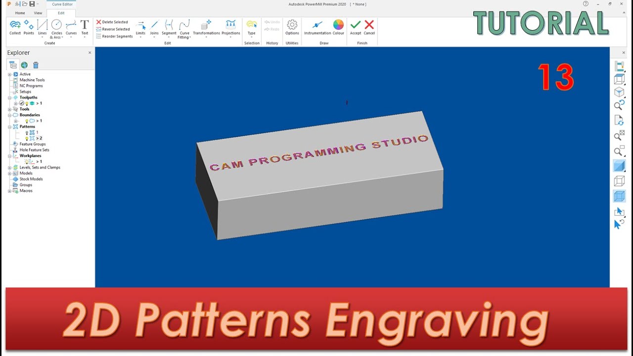 Powermill 2020 2D Curve Engraving tutorial|Powermill 2D patterns Curve Engraving tutorial in hind