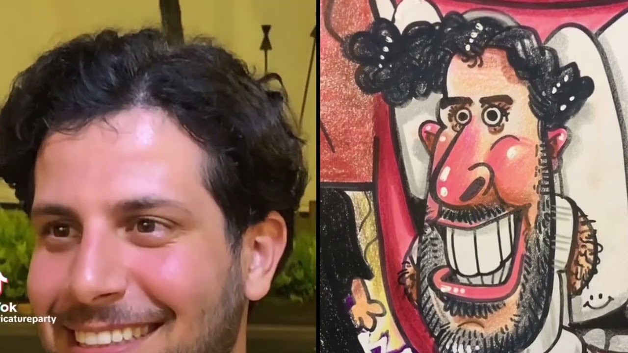 Haciendo Caricaturas a personas en la calle