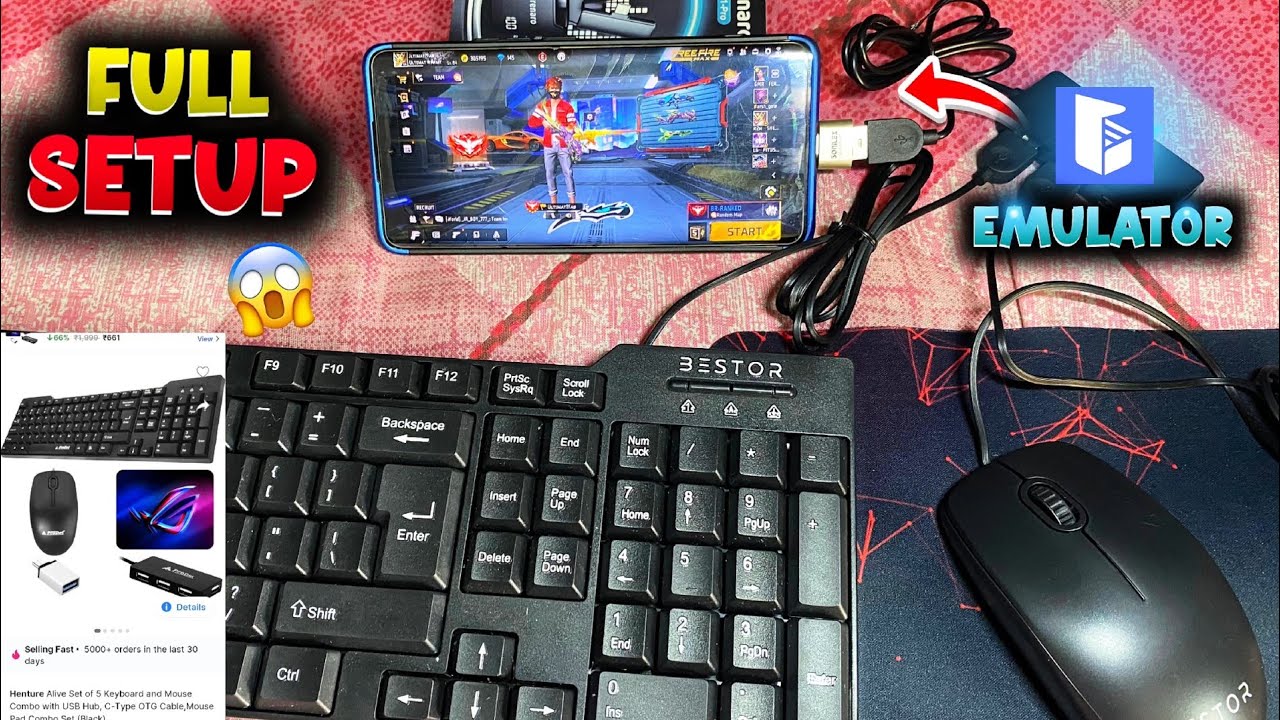 Playing Free Fire With Keyboard And Mouse In Mobail ‼️ Under 500 Keyboard & Mouse 5 Combo