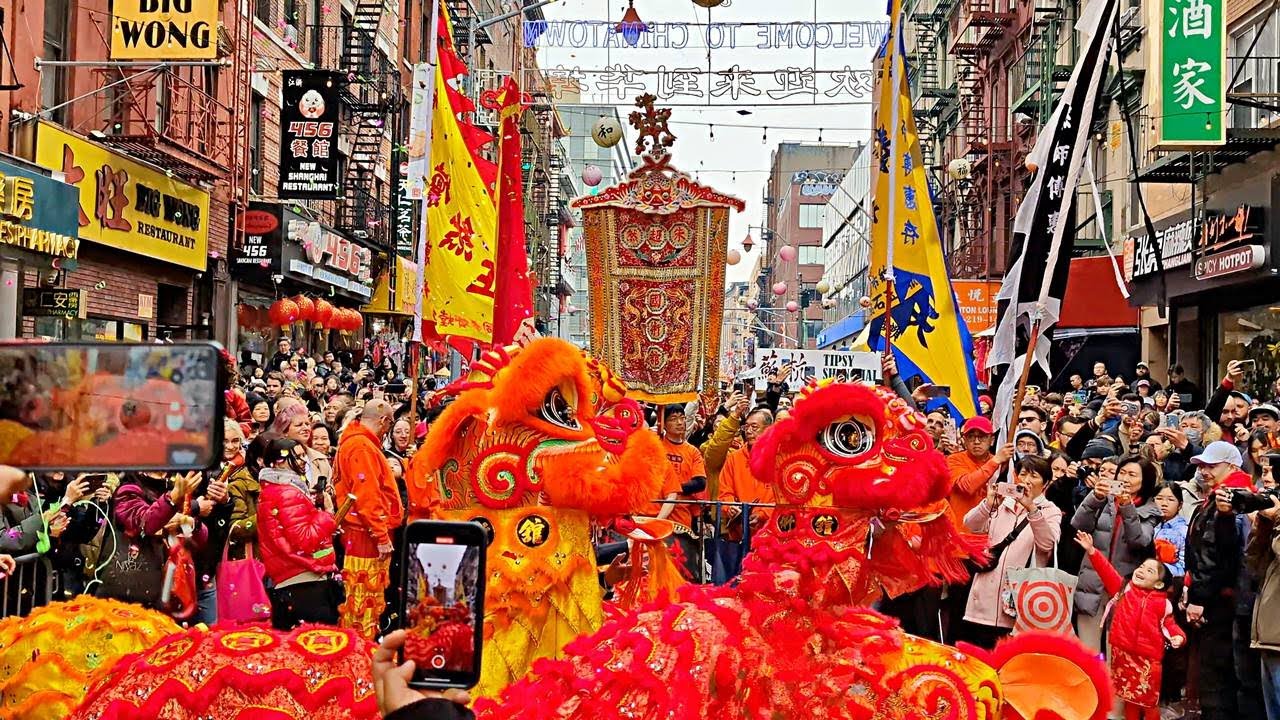 NYC Chinatown Lunar New Year Celebration Festive Lion Dance & Firecrackers