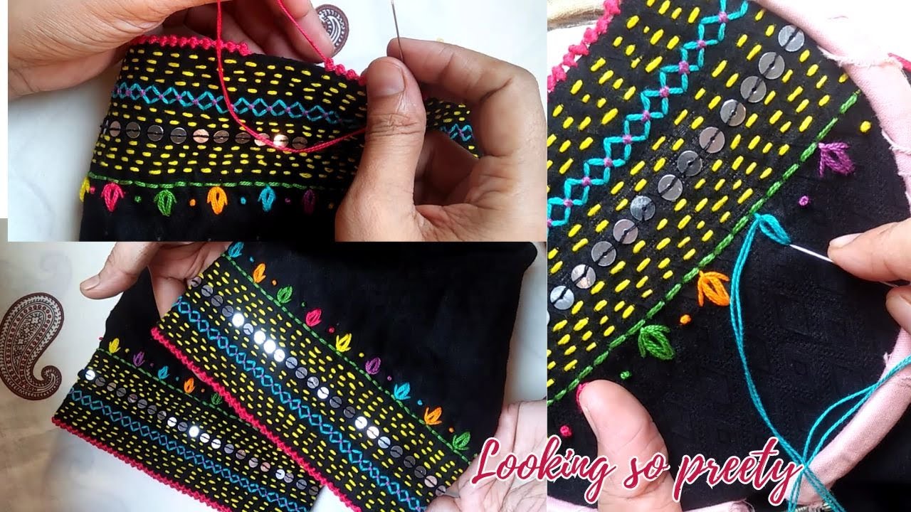 Beautiful Hand Embroidery Sleeves Design || Sequence Design || SALEEQA Channel