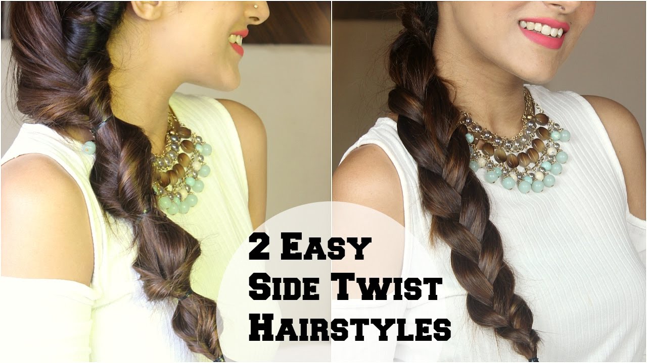 2 Subtle Twist Side Braid Hairstyle For Medium / Long Hair Using Hair Extensions - Indian Hairstyles