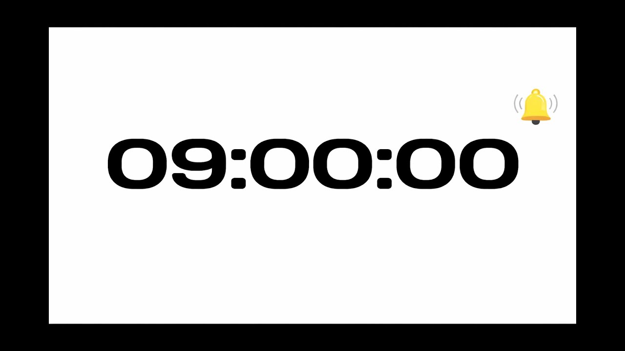 9 Hour Focus Countdown Timer | No Music | Black Screen