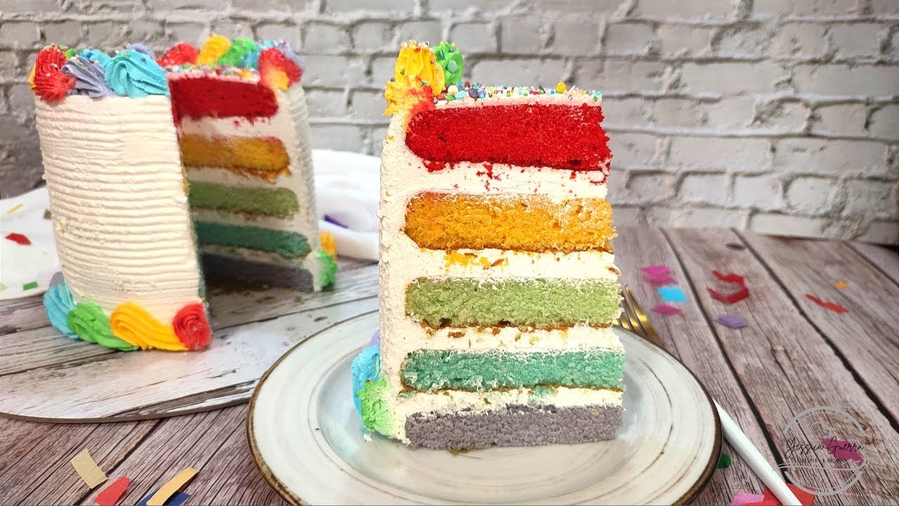 TARTA ARCOIRIS🌈RAINBOW CAKE, llamativa y deliciosa con Mambo!!!