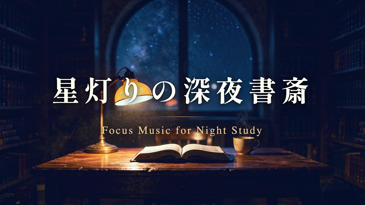 【作業用BGM】星灯りの書斎で夜勉強｜Night Study BGM in a Starlit Study — Focus & Concentration