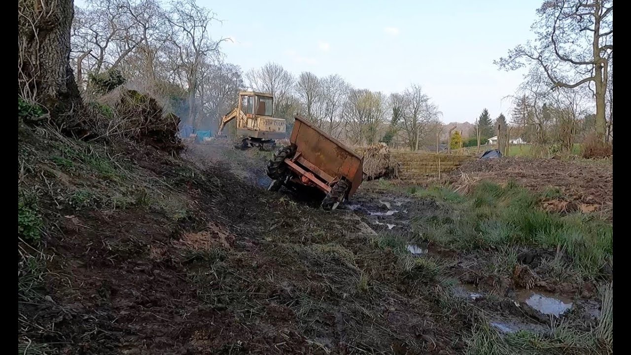Digging pond, making dry section to drive Thwaites 4x4 dumper on, or not!