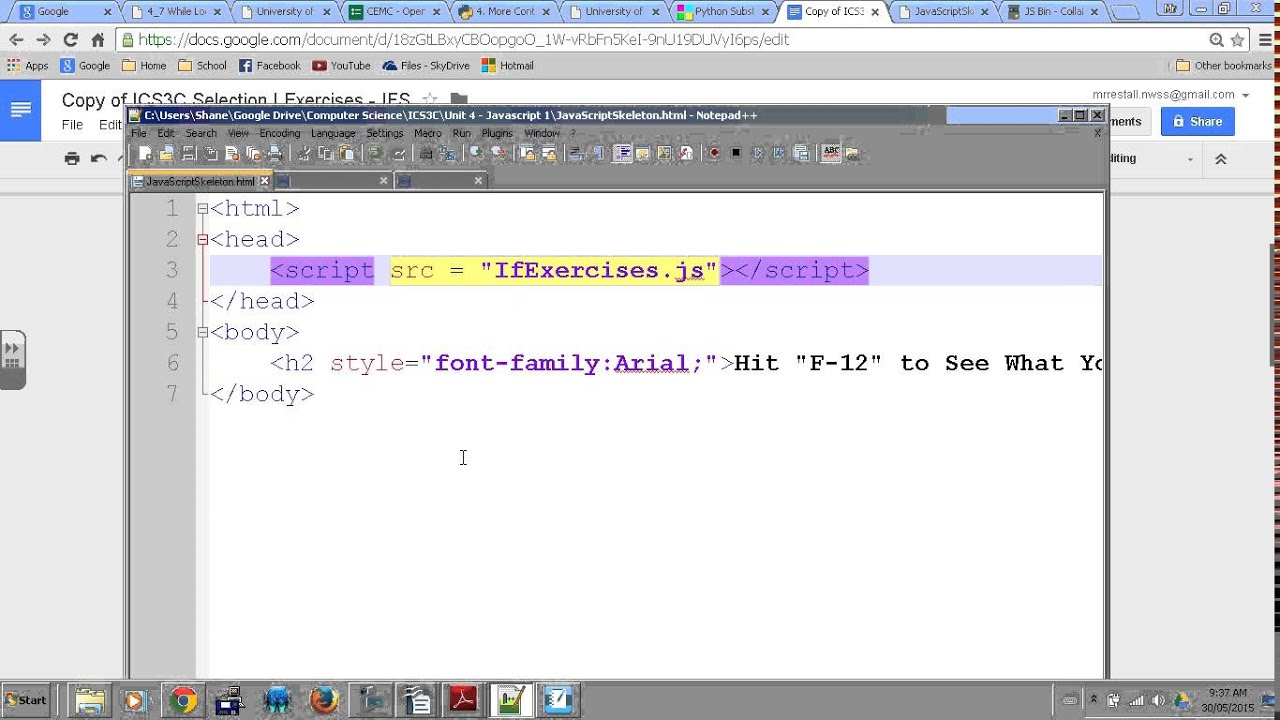 ICS3C Handing in the Unit 4 Programming Portfolio
