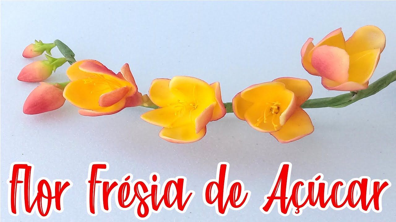 Como Fazer ARRANJO DA FLOR FRÉSIA de Açúcar, Pasta Americana ou Easy Paste