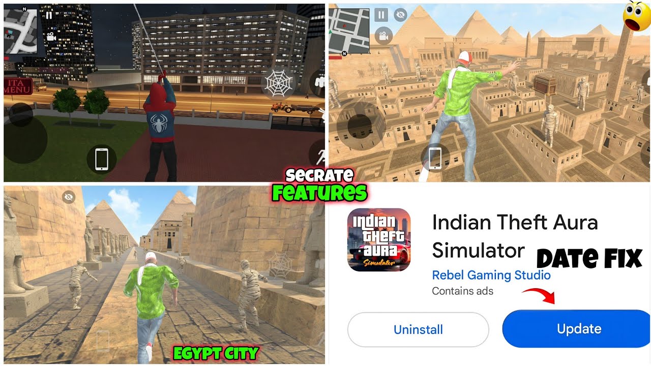 Indian Theft Aura Simulator New Update Date Fix | Night Mode Add | Egypt City Add | Secret Feature 