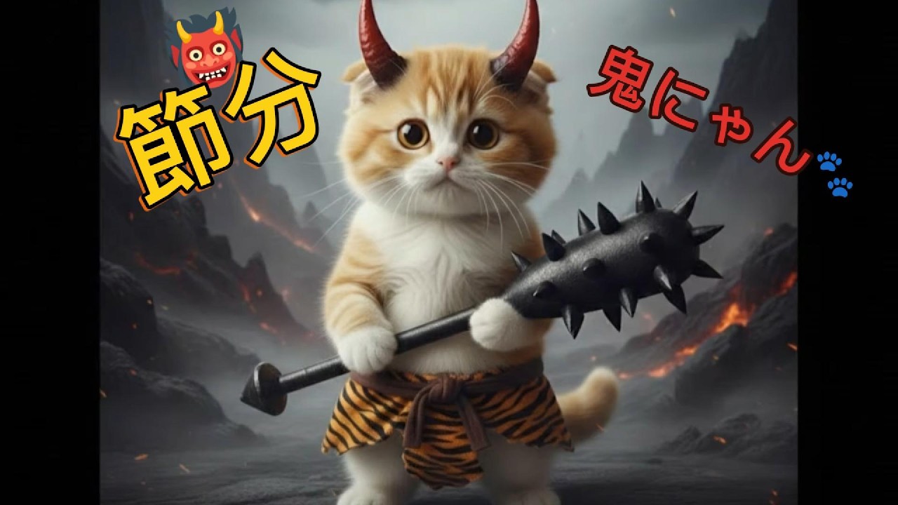 AI猫　鬼が島の鬼！節分でバイトしてみる✨