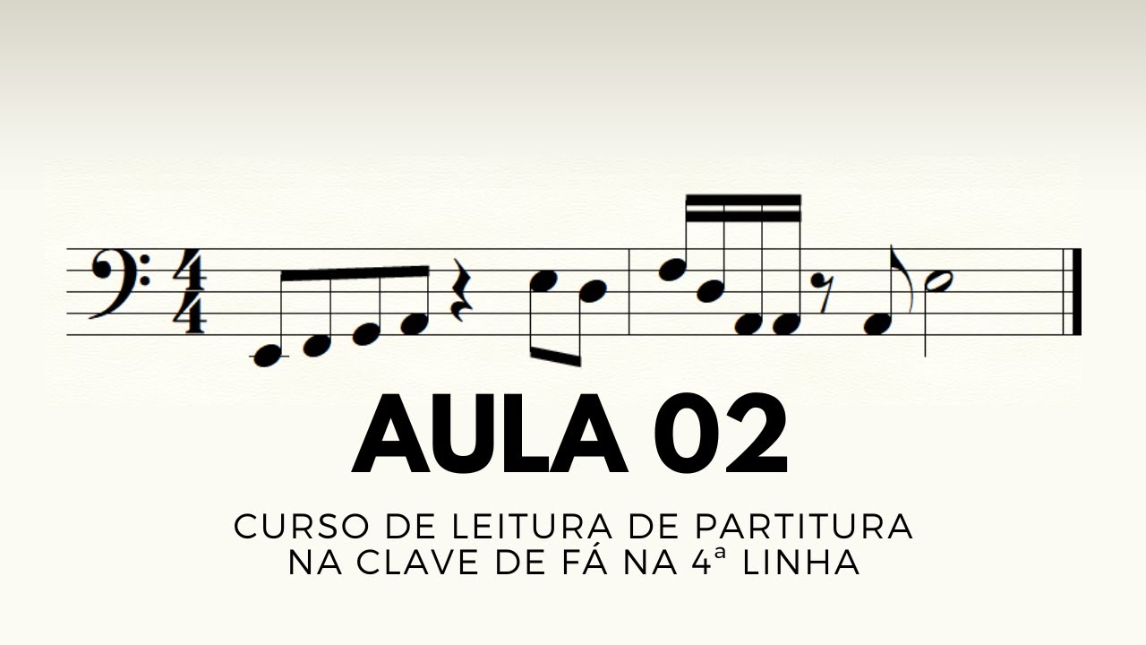 Aula 2 - Lições 1, 2 e 3 com Semibreves | Leitura de Partitura na Clave de Fá na 4ª Linha