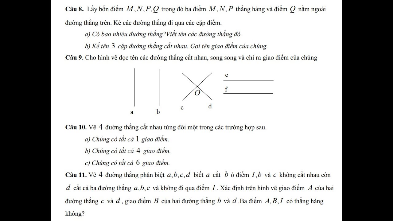 Toán 6: Hai đường thẳng cắt nhau – Hai đường thẳng song song