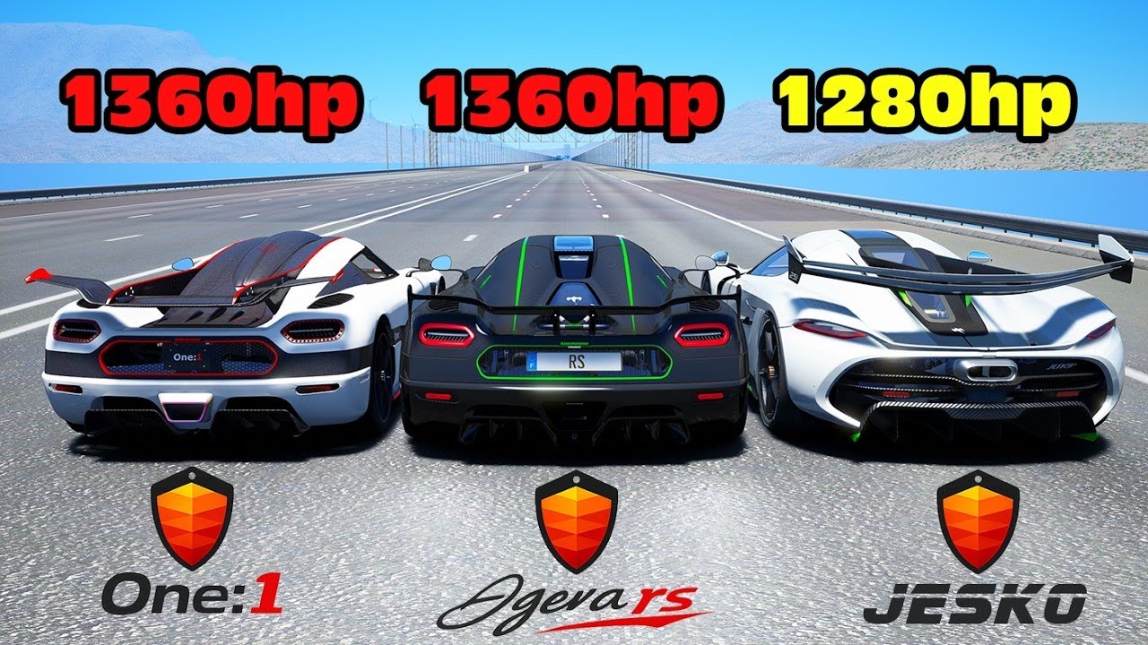 1300HP Koenigsegg Agera RS vs Koenigsegg Jesko vs Koenigsegg One:1 DRAG RACE
