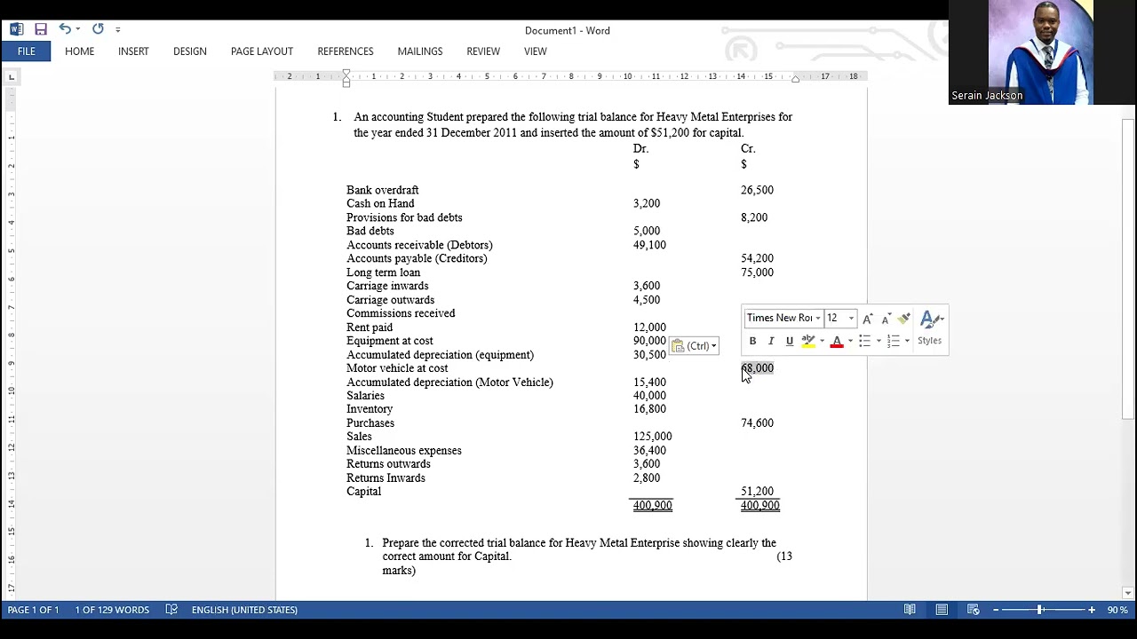 CSEC Trial Balance Tutorial & Practice
