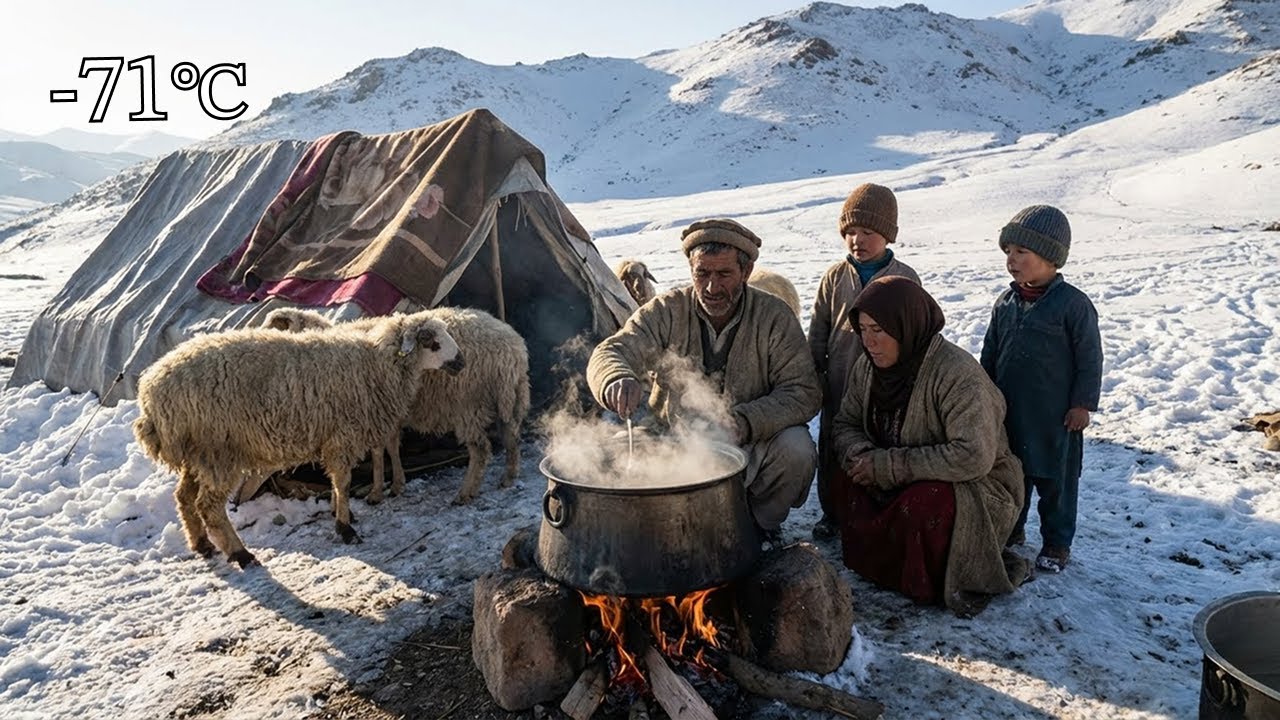Life of Afghan Shepherds in Extreme Cold | Cooking Lamb in a Mountain Shelter | Winter Survival