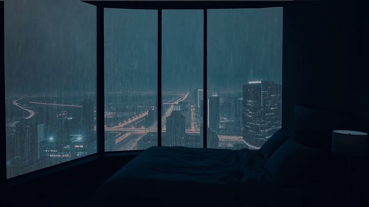 Rain Sounds from a High-Rise Bedroom in NYC 🌙 | 3 Hours Sleep Ambience, city
