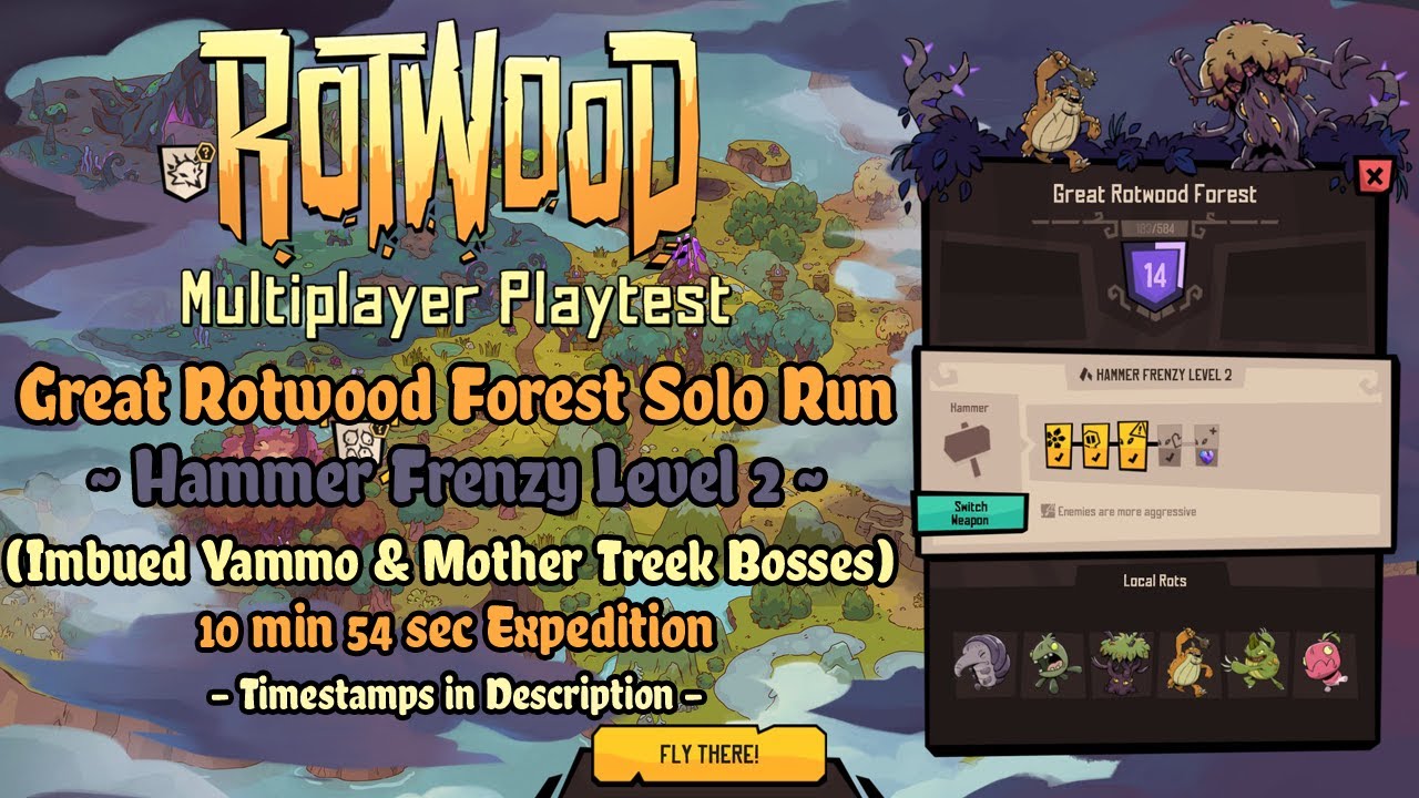 Rotwood Multiplayer Test - Great Rotwood Forest [Hammer Frenzy Level 2] Solo Run (Mother Treek Boss)