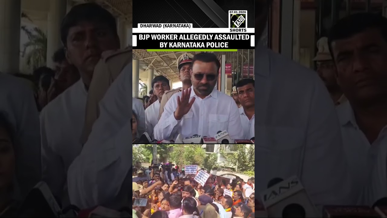 Hubbali BJP worker allegedly assaulted by Karnataka Police, party workers hold protest