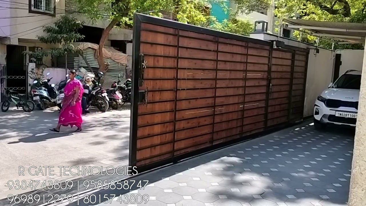 Sliding Gate with HPL Sheet | Automatic/Remote Gate | Modern Gate | HPL Wood | R Gate Technologies®