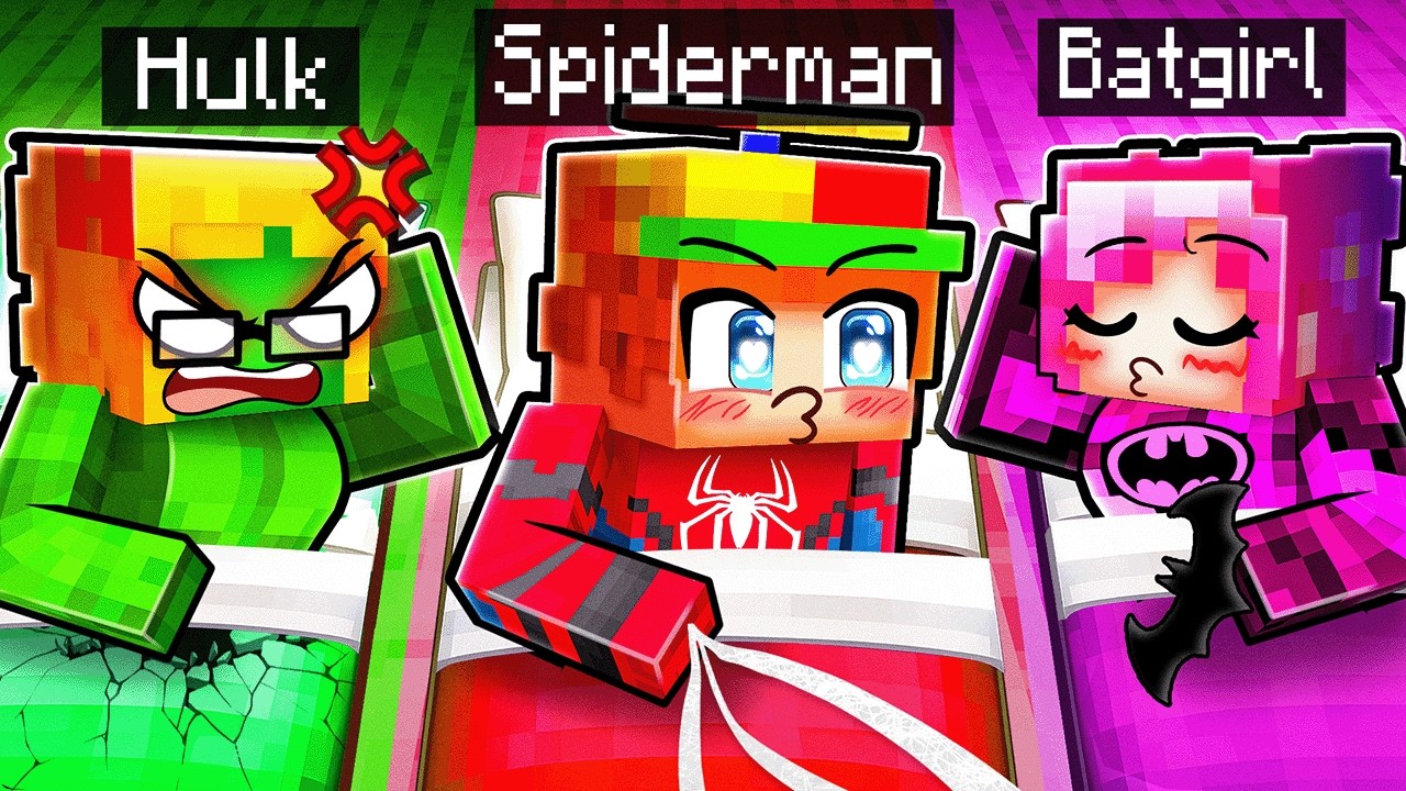 Having a SUPERHERO SLEEPOVER in Minecraft...