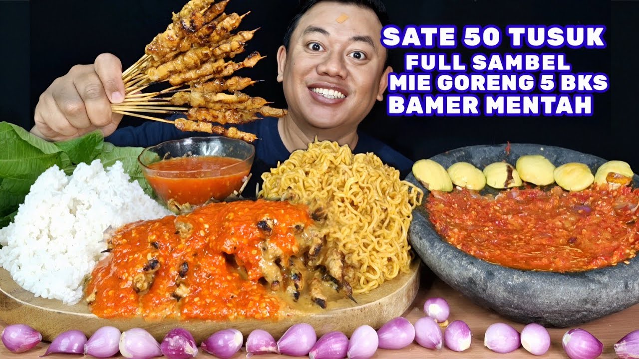RAOS EUY⁉️ HABEK SATE 50 TUSUK MIE GORENG 5 BUNGKUS LALAPAN JENGKOL BAMER MENTAH SAMBEL MENTAH