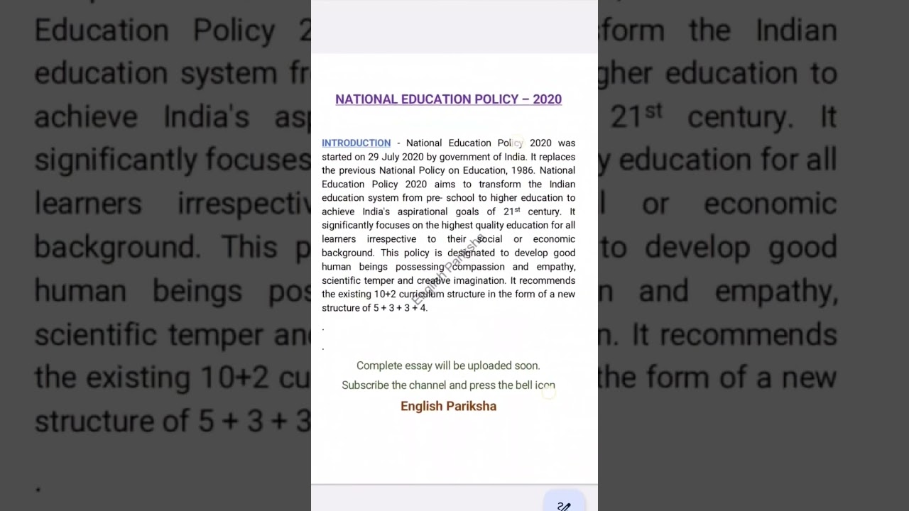 national education policy 2020 essay writing #jht #essay #jhtessay #important #nep2020 #essaywriting