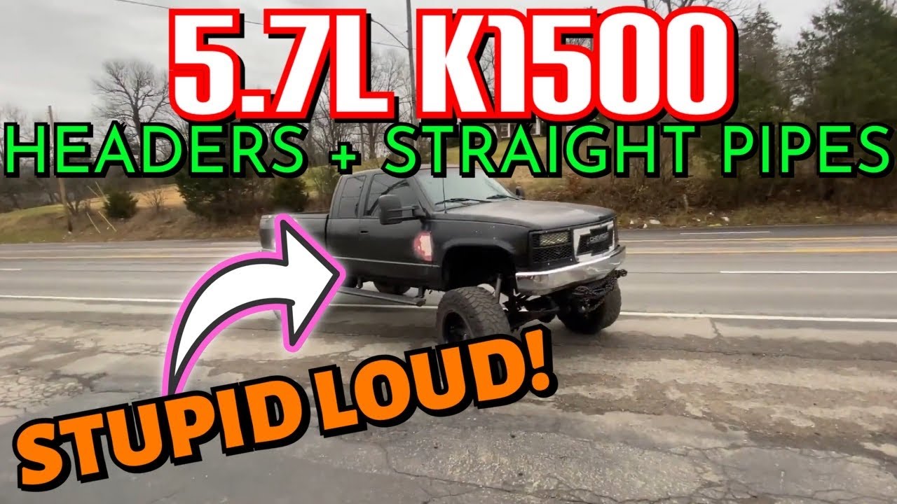 1998 Chevy K1500 Silverado TRUE DUAL EXHAUST w/ LONG TUBE HEADERS & STRAIGHT PIPES & 10” TIPS!