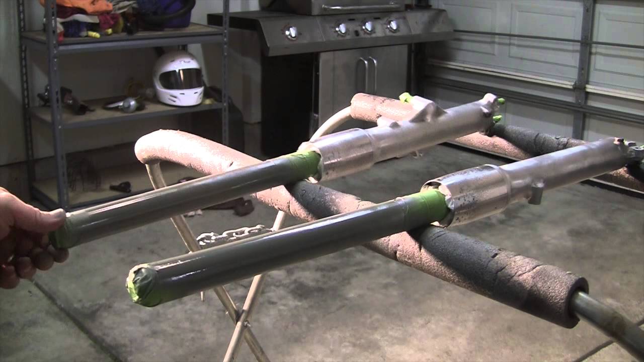 Cafe Race Build  Part 27 : Painting the Front Forks Self Etching Primer & VHT