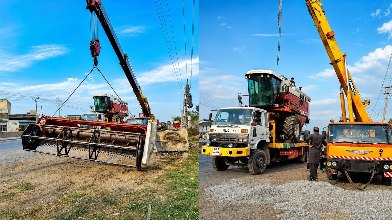 How To Load a Combine Harvester on a Truck - Step by Step Guide|Laverda Fiatagri 3750 Recondition