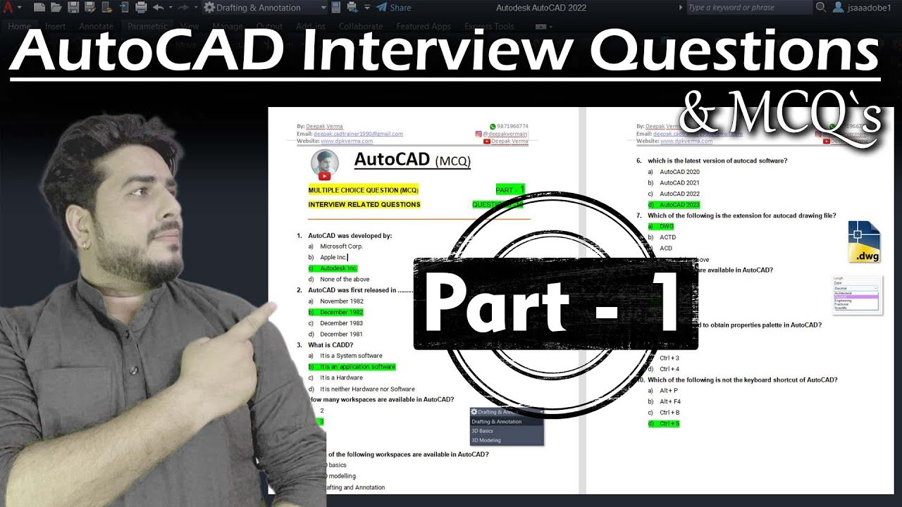 Part - 1 || AutoCAD MCQ`s & Interview Questions and Answers || Autocad objective questions ||
