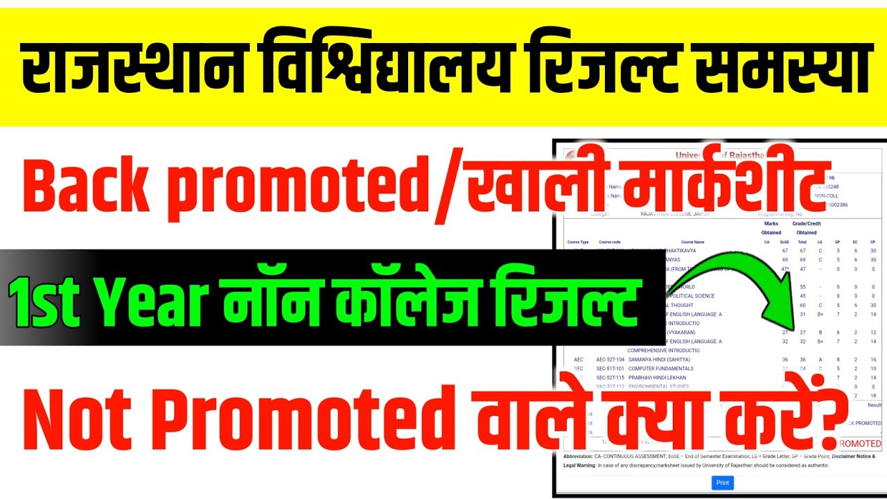 BA Non College Result 2025 | Back Promoted Ka kya matlab hai or Not Promoted Problem | Reval Form