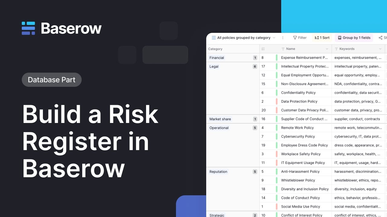 📊 Build a Custom Risk Register in Baserow &ndash; No-Code Risk Management Software Tutorial