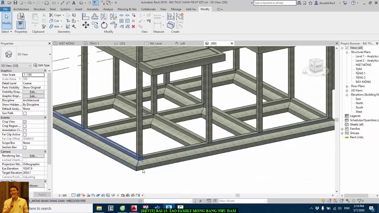 [REVIT]Bài 15. Tạo family móng băng vẽ dễ như dầm